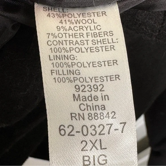 KingSize 2XL BIG Wool Blend Herringbone Multi-Pocket Combat Utility Black Coat